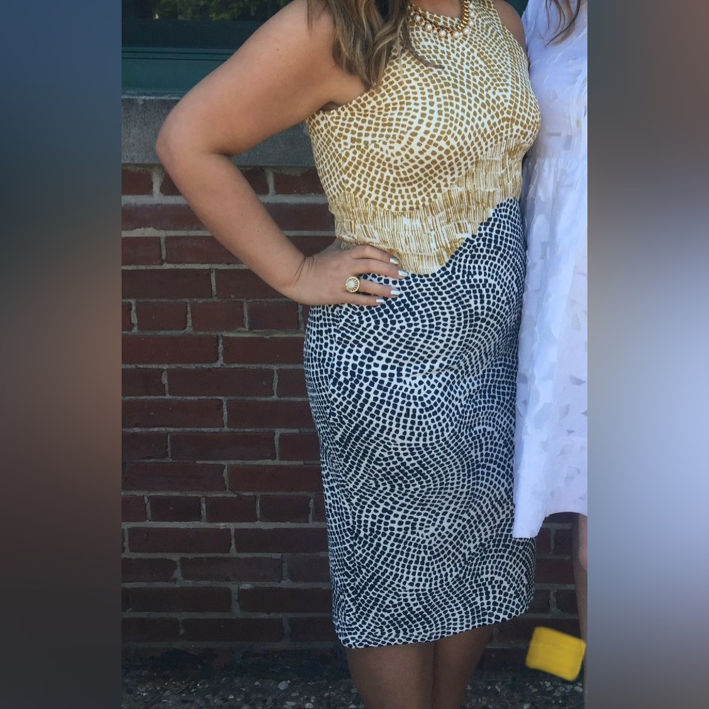 H&M MIDI Dress in Navy and Yellow